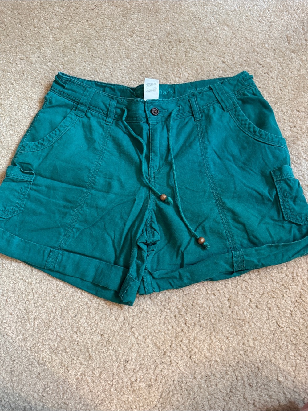 Green Drawstring Cargo Shorts - Size 8